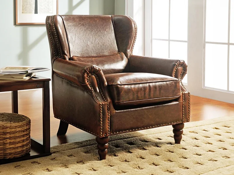 Sillón 100% piel EDOUARD - Marrón