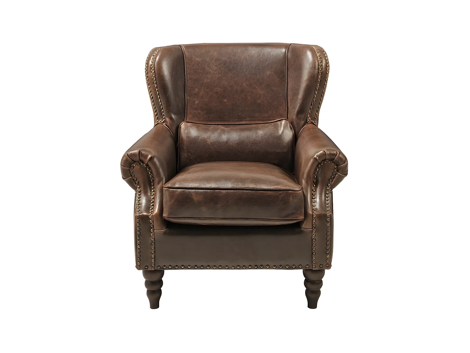 Fauteuil 100% cuir EDOUARD - Marron