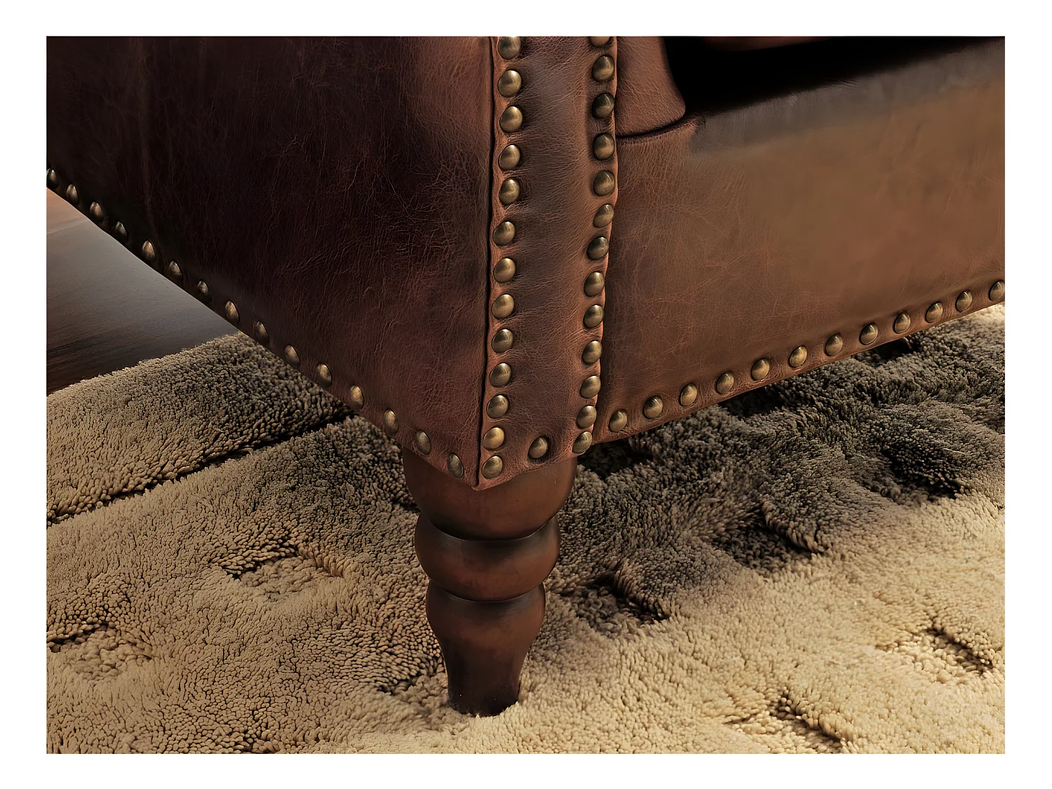 Fauteuil 100% cuir EDOUARD - Marron