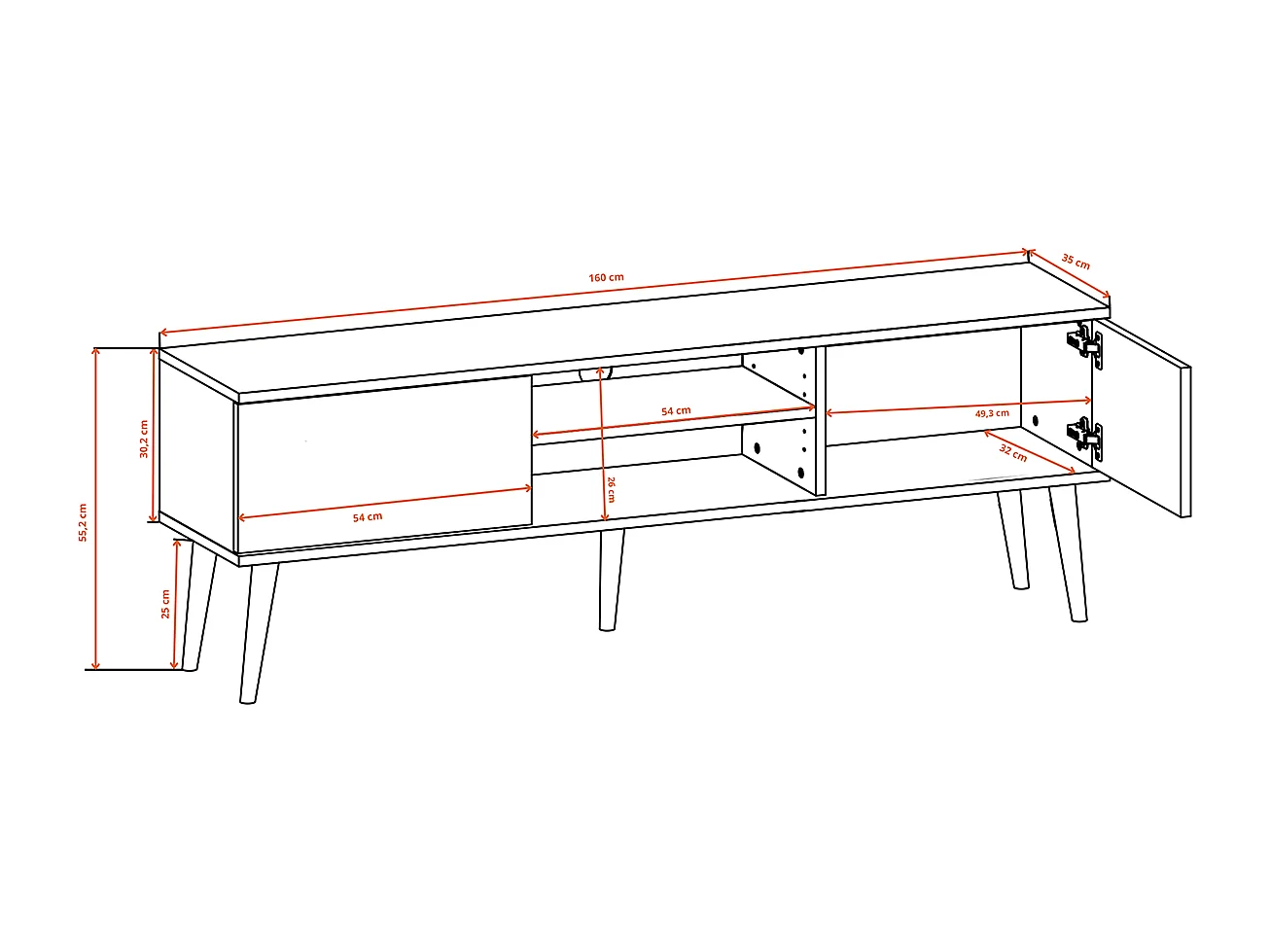 Meuble TV 160 cm Toronto - Gris