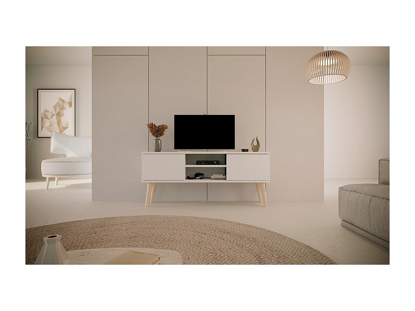 Meuble TV 120 cm Toronto - Blanc