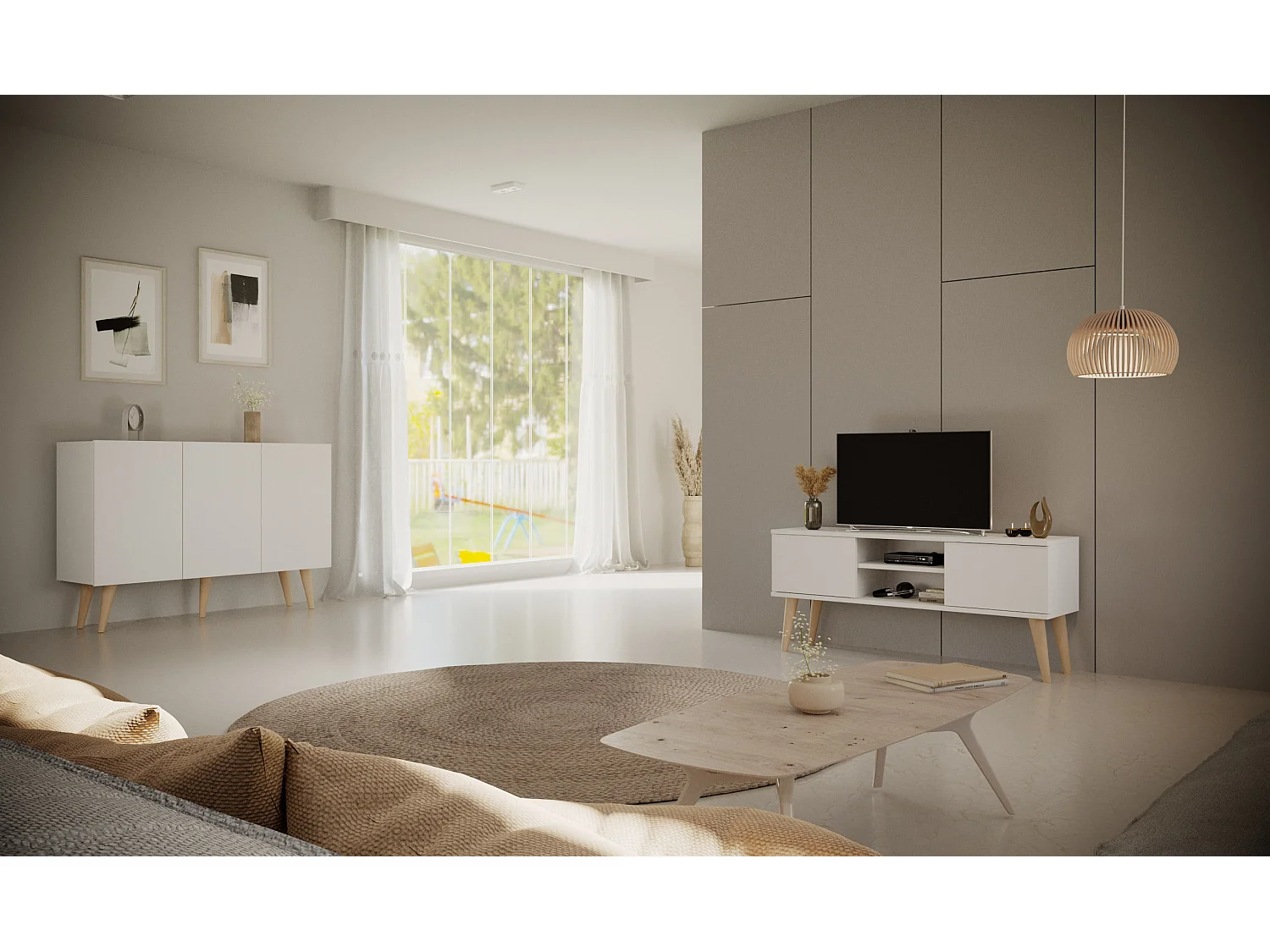 Meuble TV 120 cm Toronto - Blanc