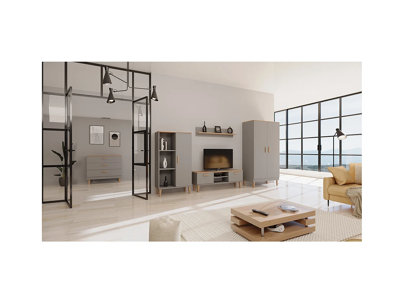 Szafka RTV DENVER 120 szara/hikora