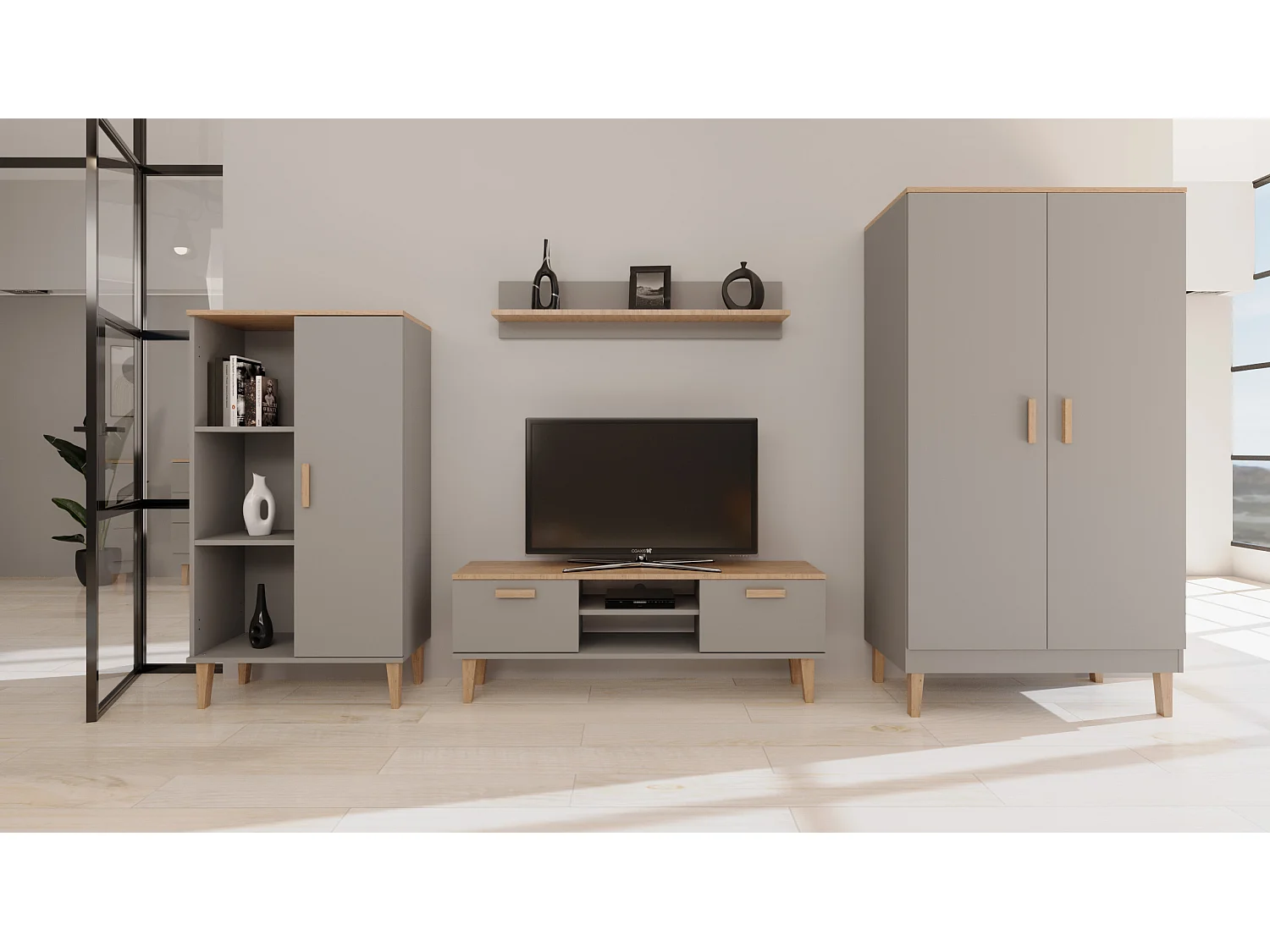 Meuble TV 120 cm Denver - Gris