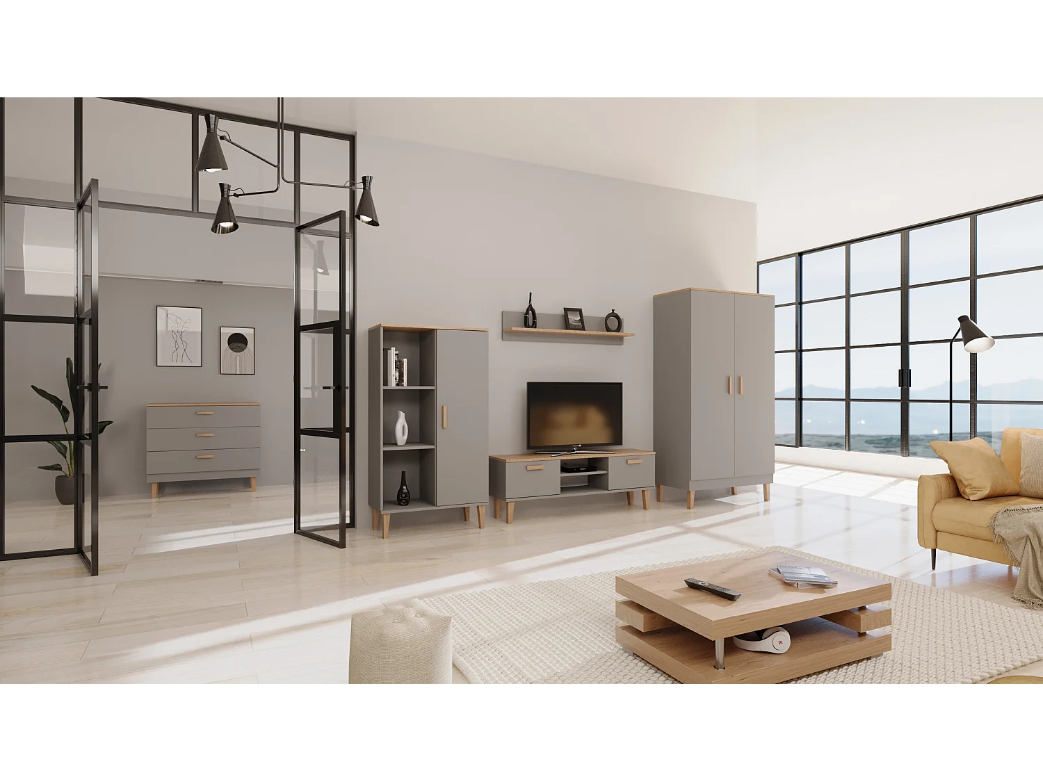 Meuble TV 120 cm Denver - Gris