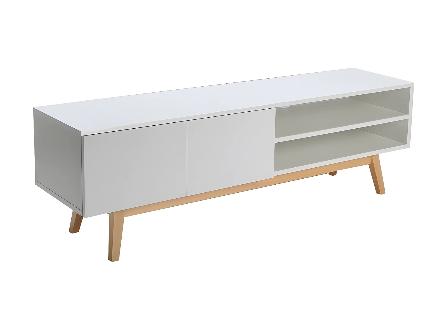 Meuble TV HOME 160cm 2 portes 1 niche / Blanc