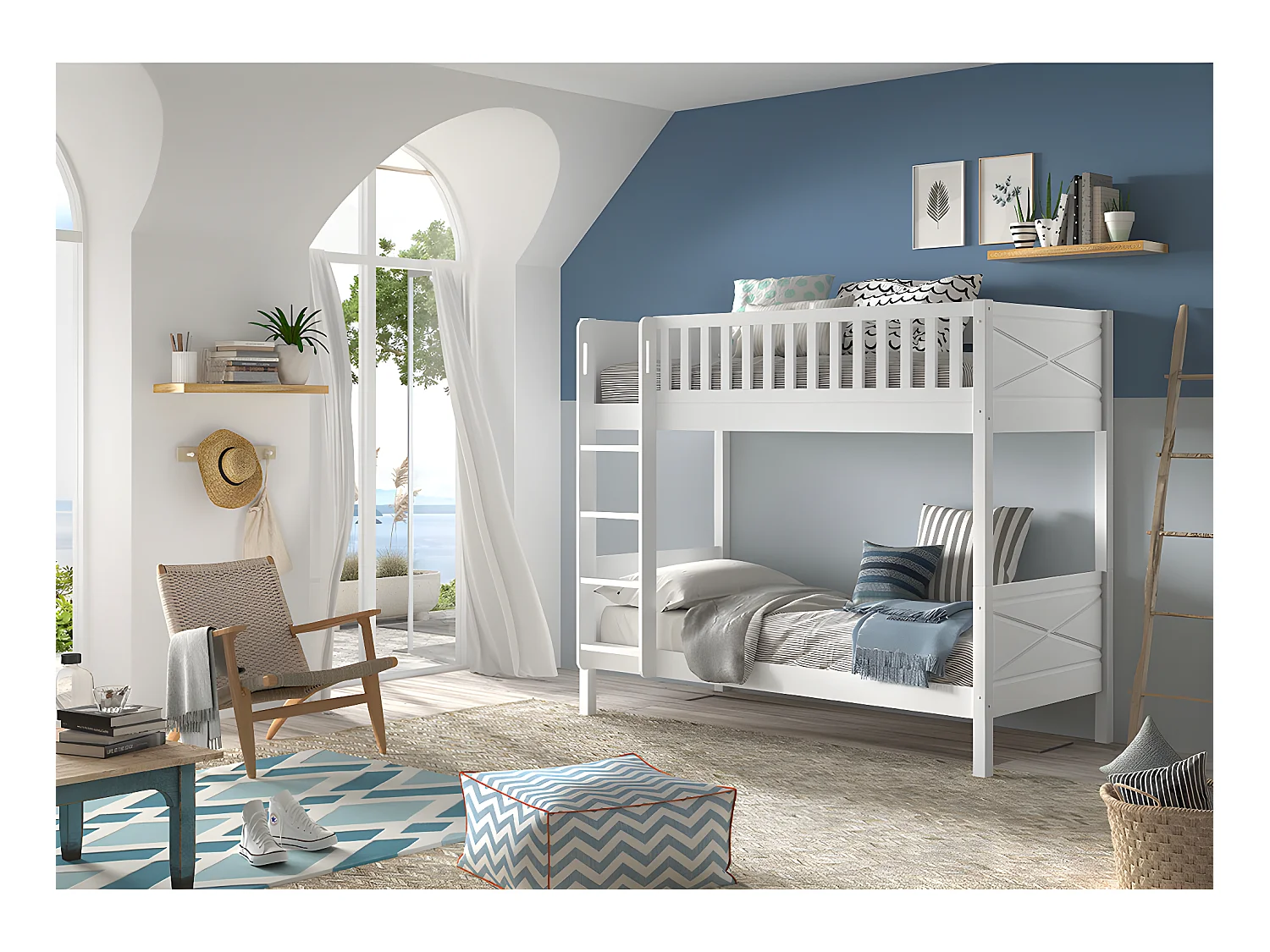 Letto a castello Vipack Scott White 90x200 con molle insacchettate