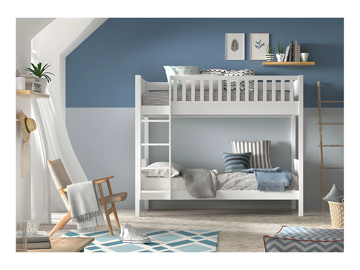 Letto a castello Vipack Scott White 90x200 con molle insacchettate