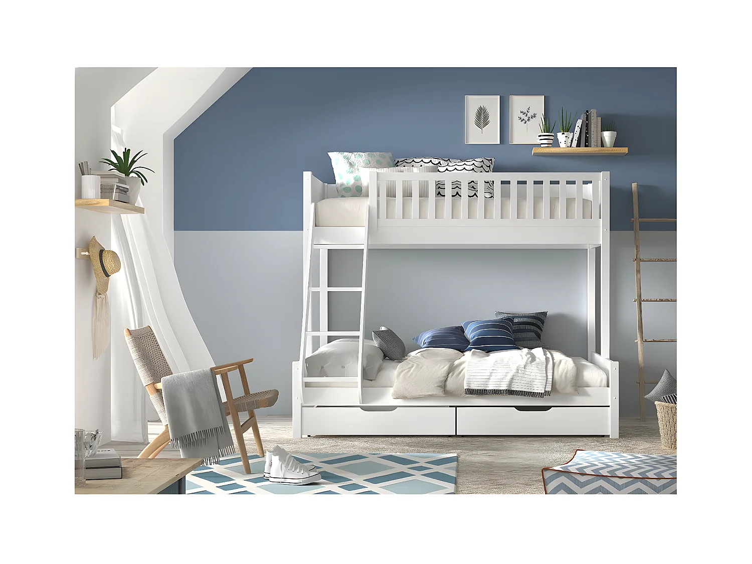 Beliche Vipack Scott White 90-140x200 com molas e gavetas