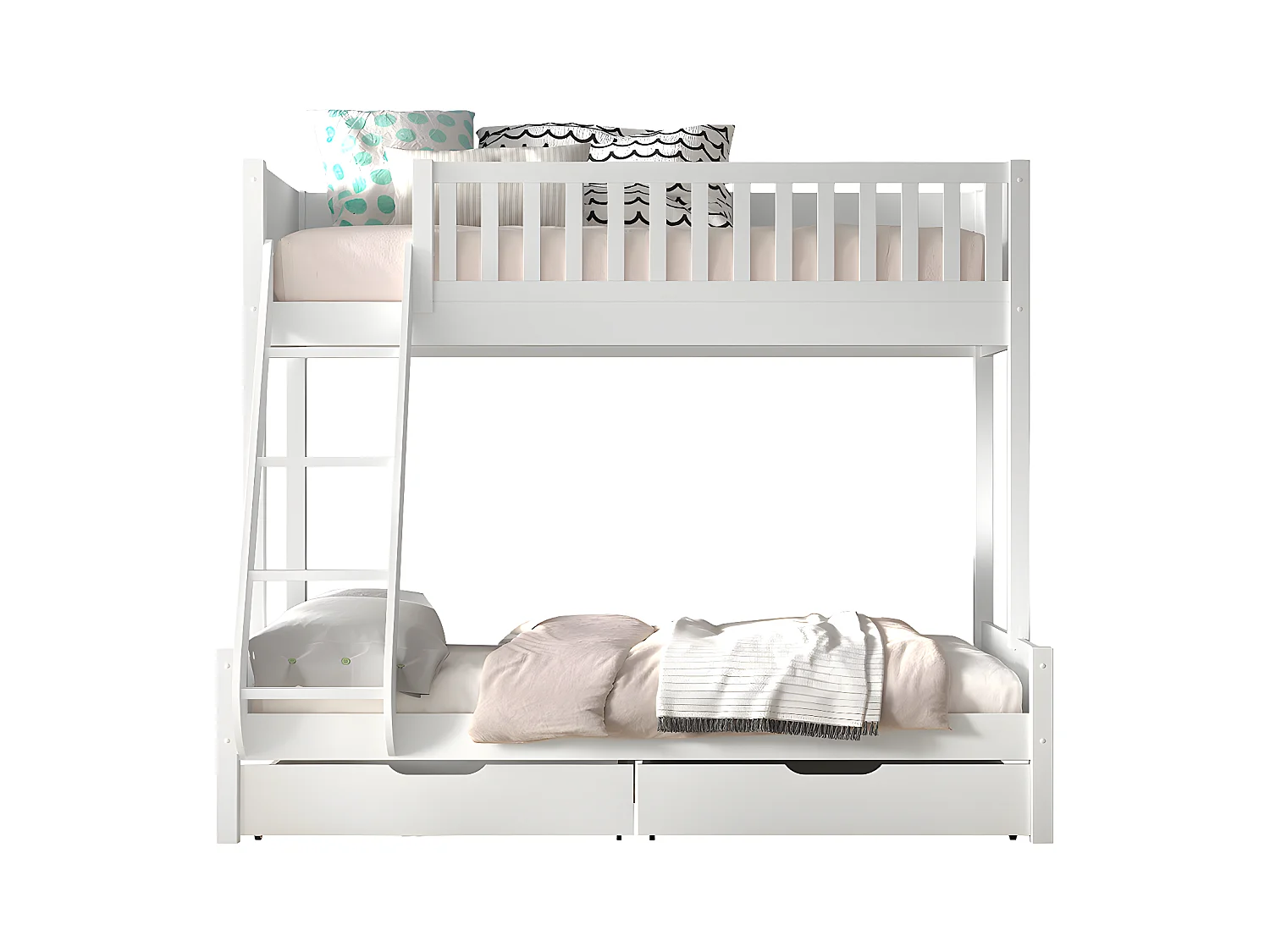 Pack - Lit Familial & 2 Tiroirs "Scott" Blanc