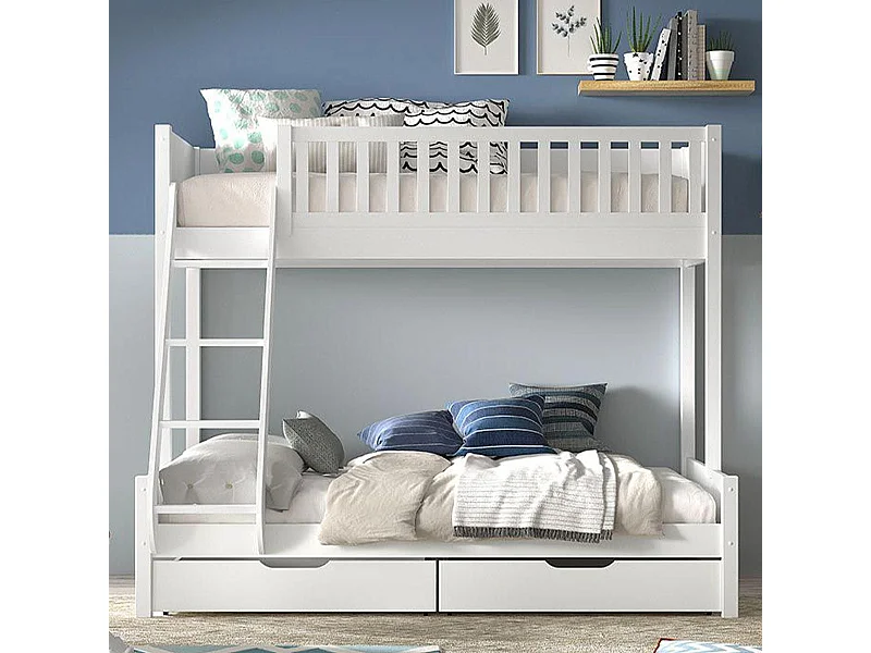 Pack - Lit Familial & 2 Tiroirs "Scott" Blanc