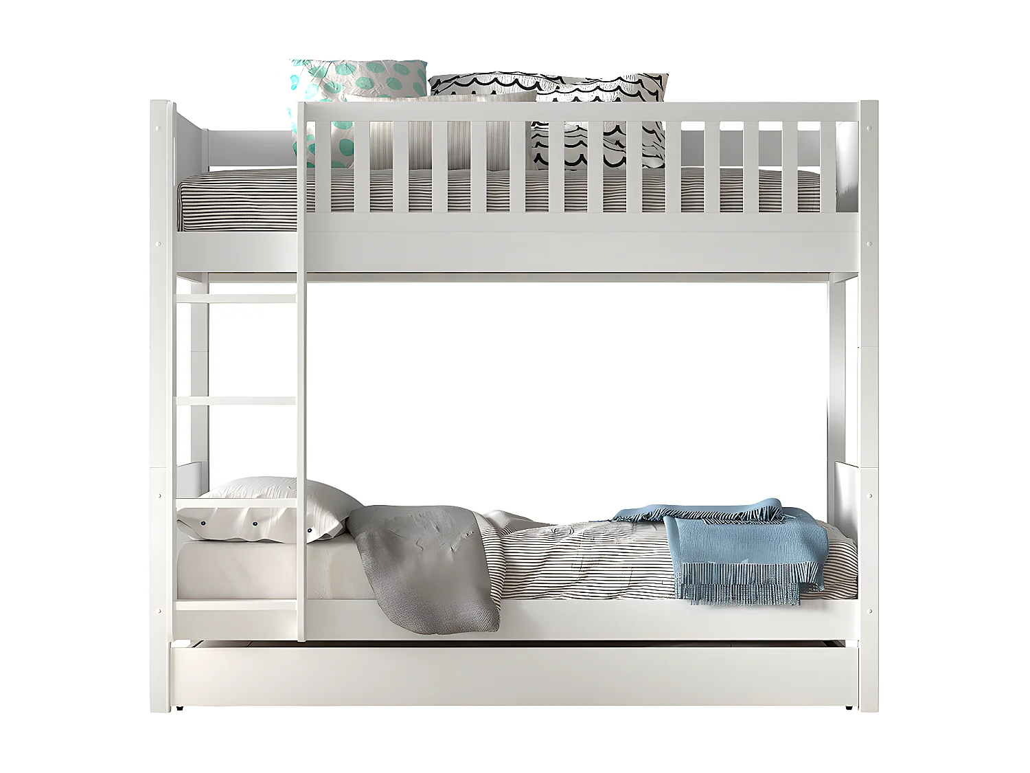 Pack - Lit Superposé Enfant & Tiroir "Scott" Blanc