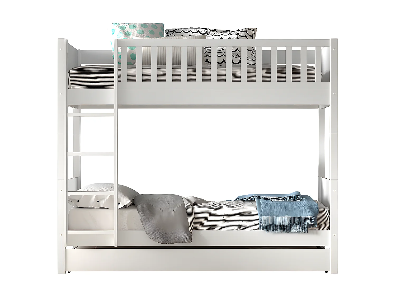 Letto a castello 90x200 compreso di molle e cassetto Vipack Scott White