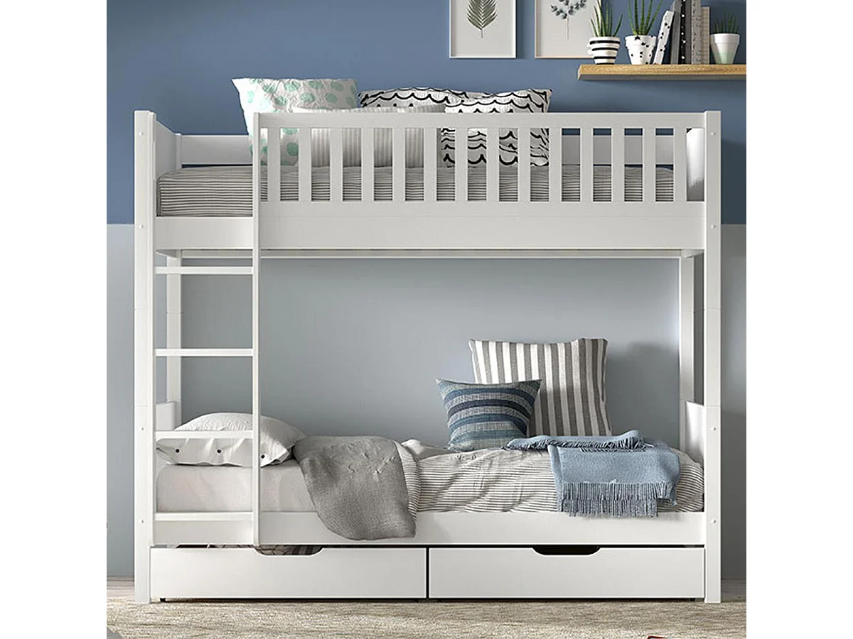 Beliche 90x200 incluindo molas e gavetas Vipack Scott White