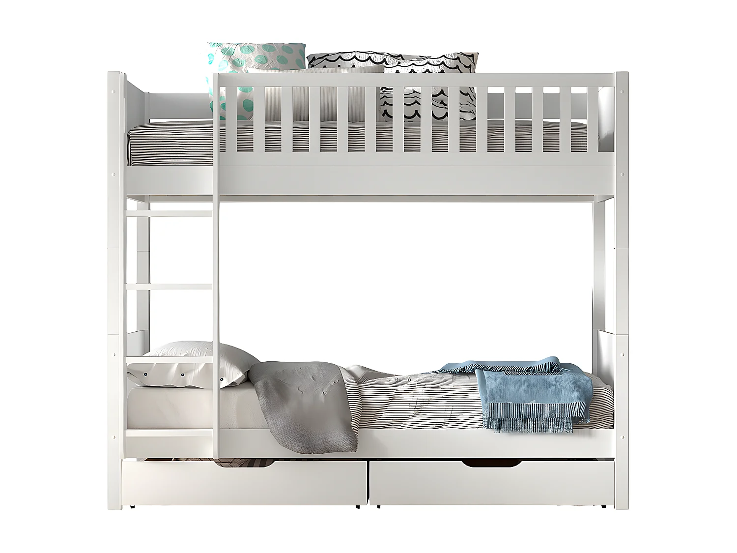 Letto a castello 90x200 compreso di molle e cassetti Vipack Scott White