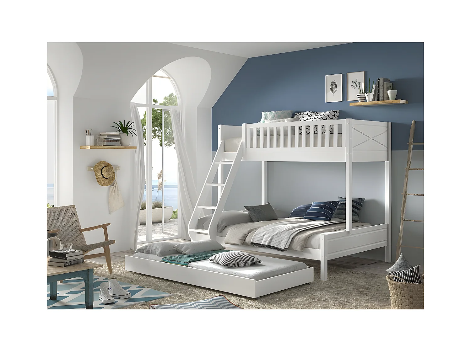 Beliche 90-140x200 incluindo base de ripas Vipack Scott White