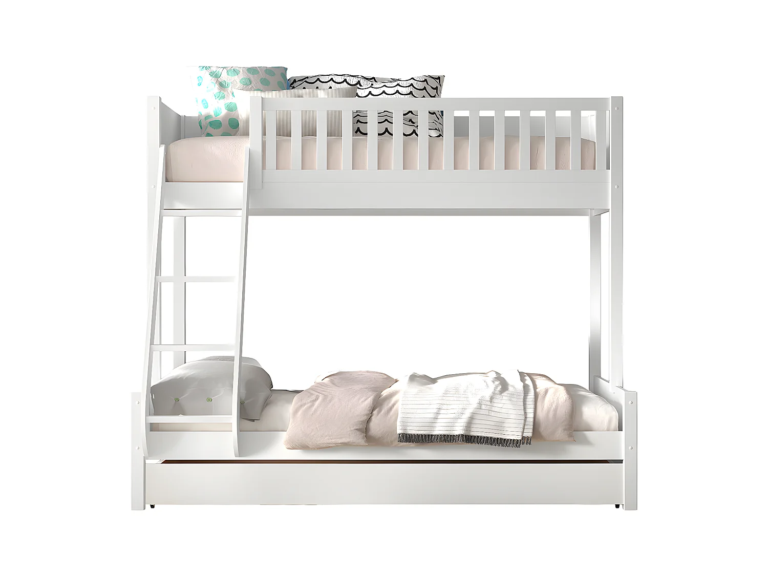 Pack - Lit Familial & Tiroir "Scott" Blanc
