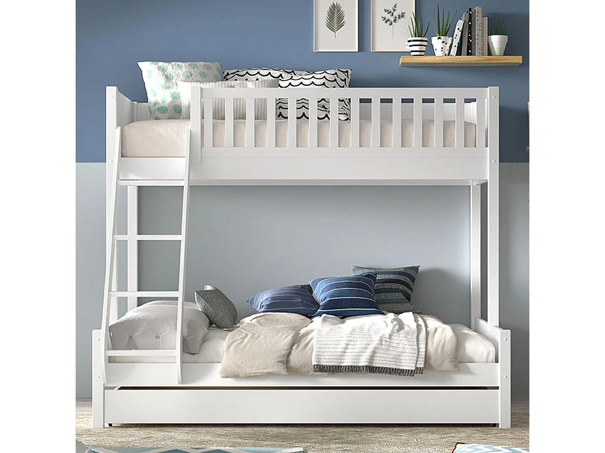 Pack - Lit Familial & Tiroir "Scott" Blanc