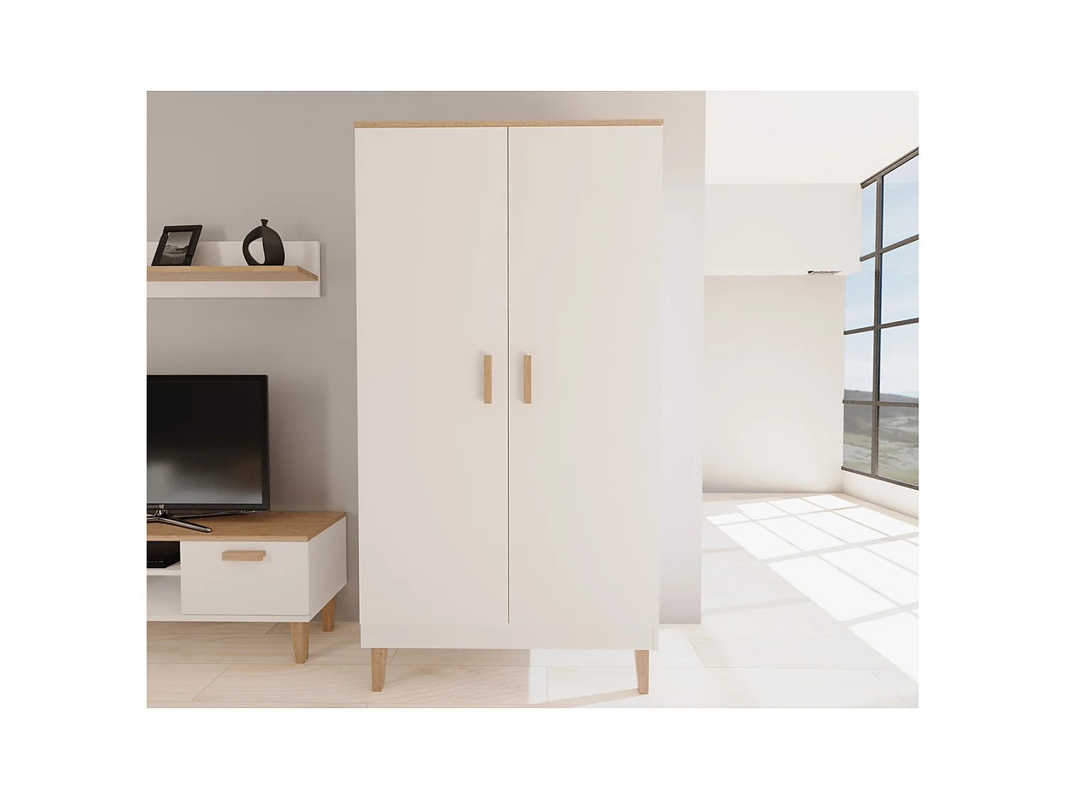 Armoire 2 portes Denver - Blanc