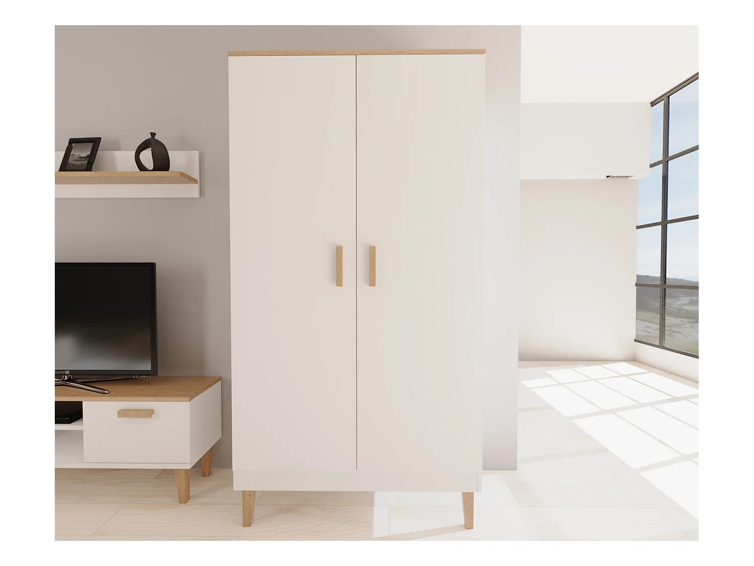 Armoire 2 portes Denver - Blanc