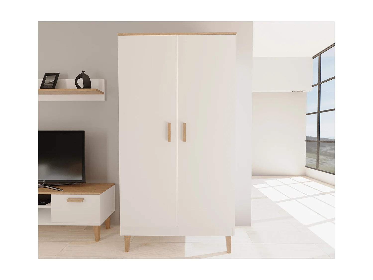 Denver 2-deurs kledingkast - Wit