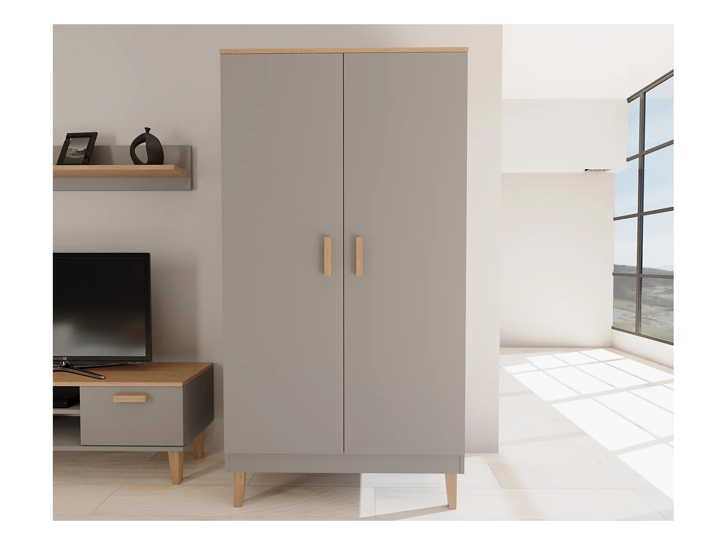 Szafa DENVER szara/hikora