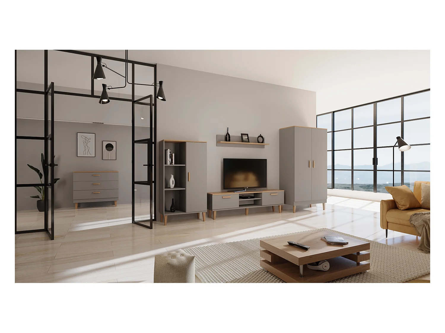 Szafa DENVER szara/hikora