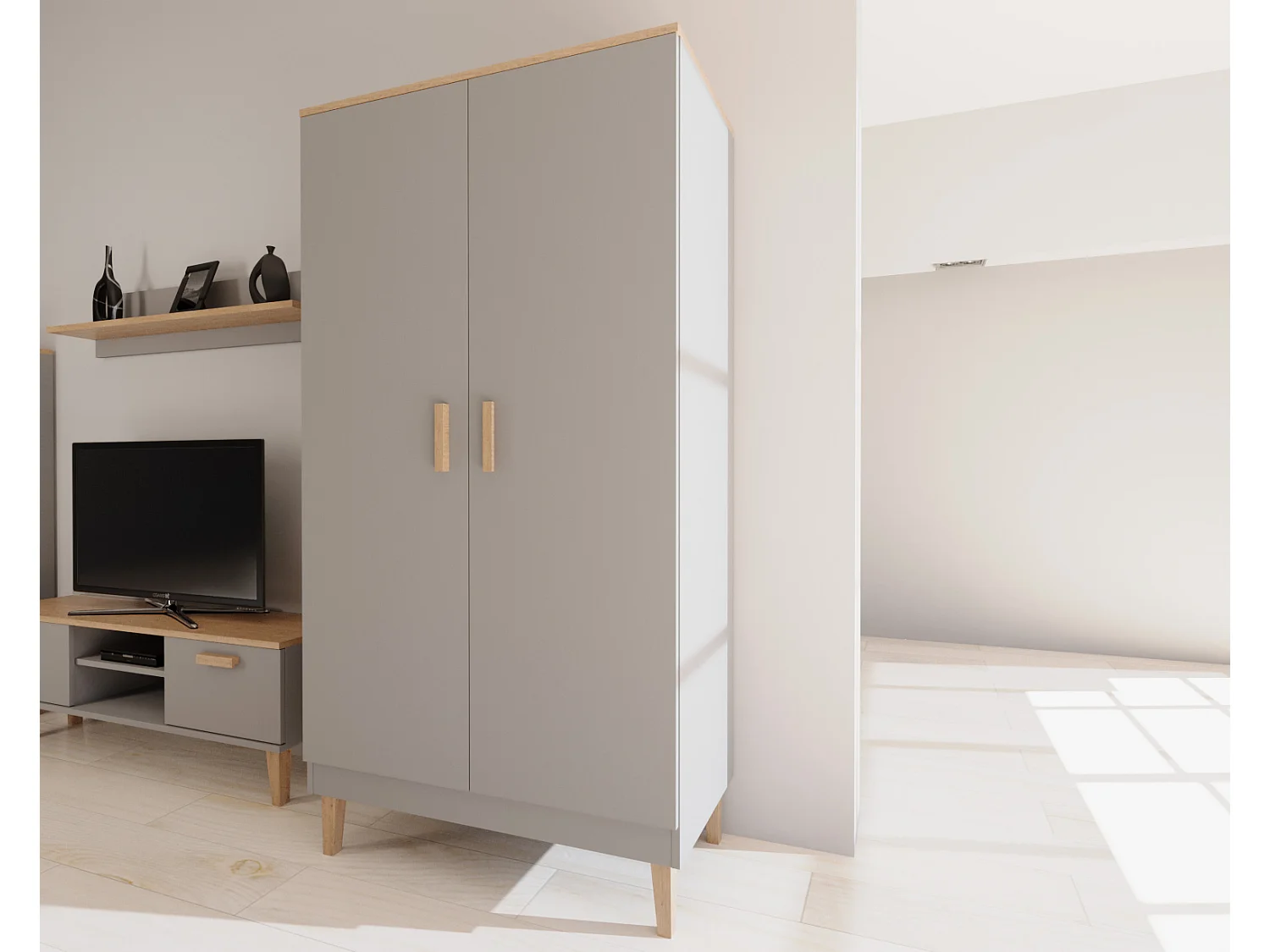 Armoire 2 portes Denver - Gris