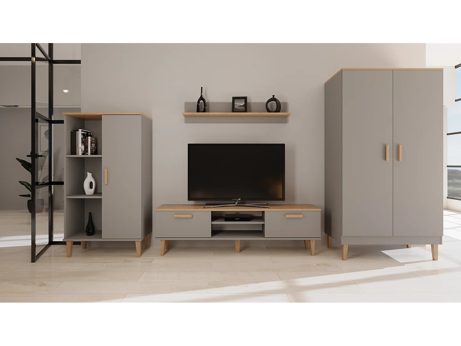 Armoire 2 portes Denver - Gris