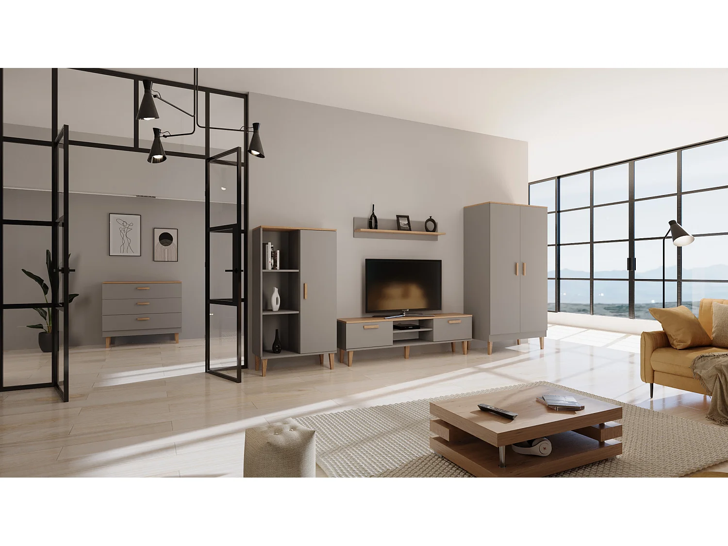 Armoire 2 portes Denver - Gris