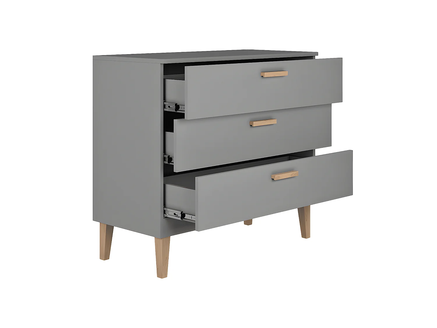 Chambre complète lit bébé 60x120, commode et armoire Kubi - Gris