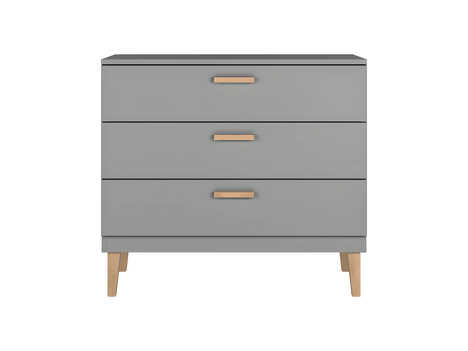 Chambre complète lit bébé 60x120, commode et armoire Kubi - Gris