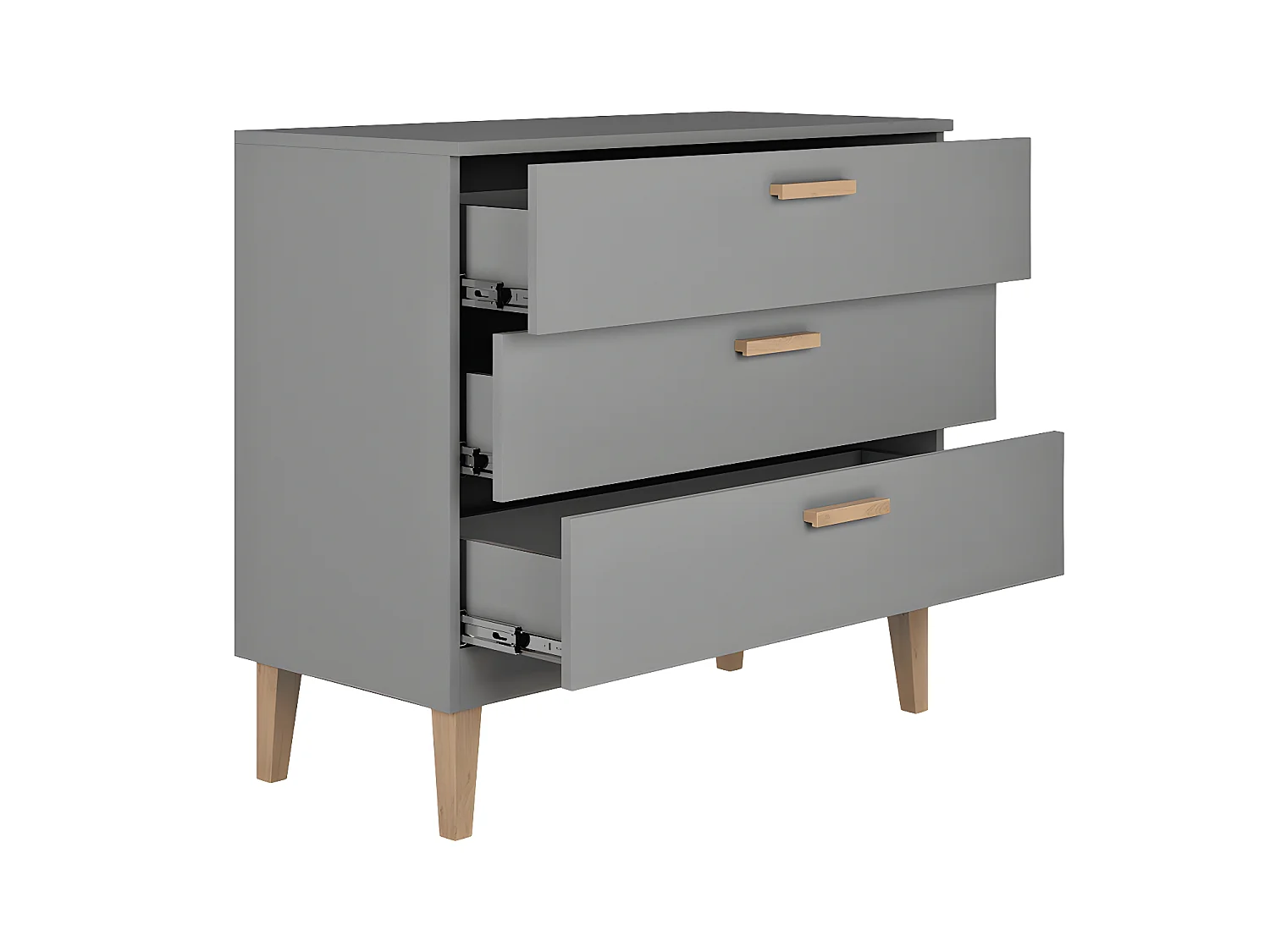 Chambre complète lit bébé 60x120, commode et armoire Kubi - Gris