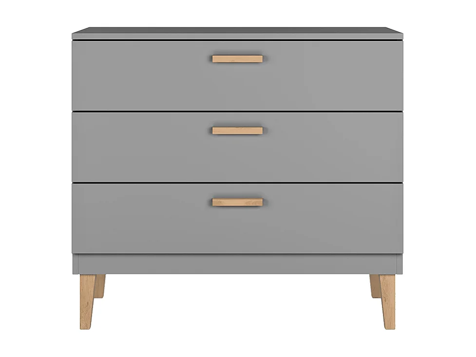 Chambre complète lit bébé 60x120, commode et armoire Kubi - Gris