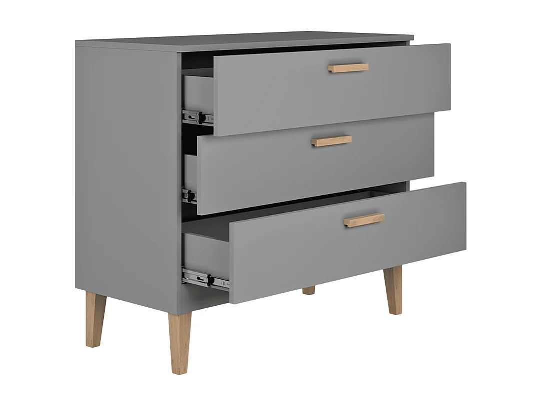 Chambre complète lit bébé 60x120, commode et armoire Kubi - Gris