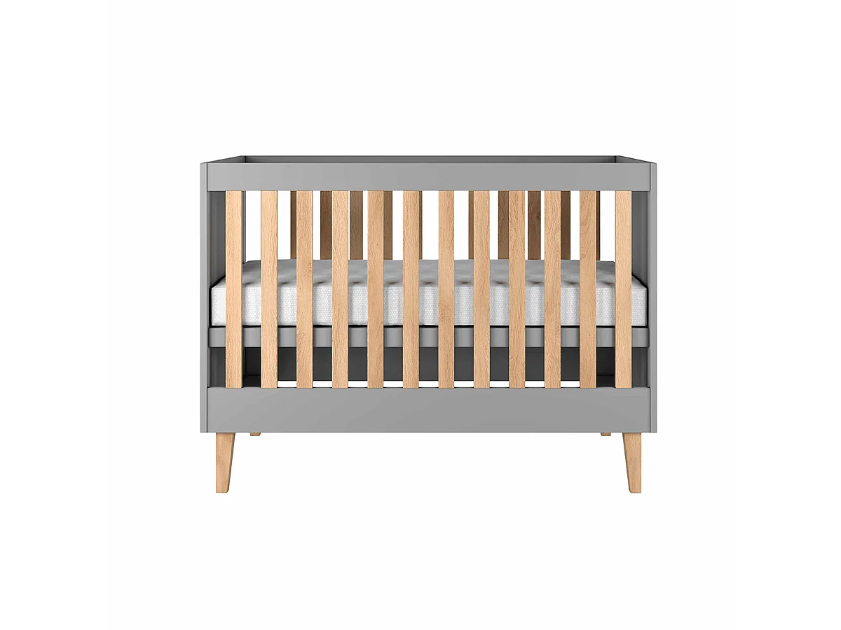 Chambre complète lit bébé 60x120, commode et armoire Kubi - Gris