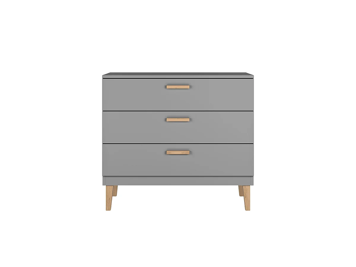 Chambre complète lit bébé 60x120, commode et armoire Kubi - Gris
