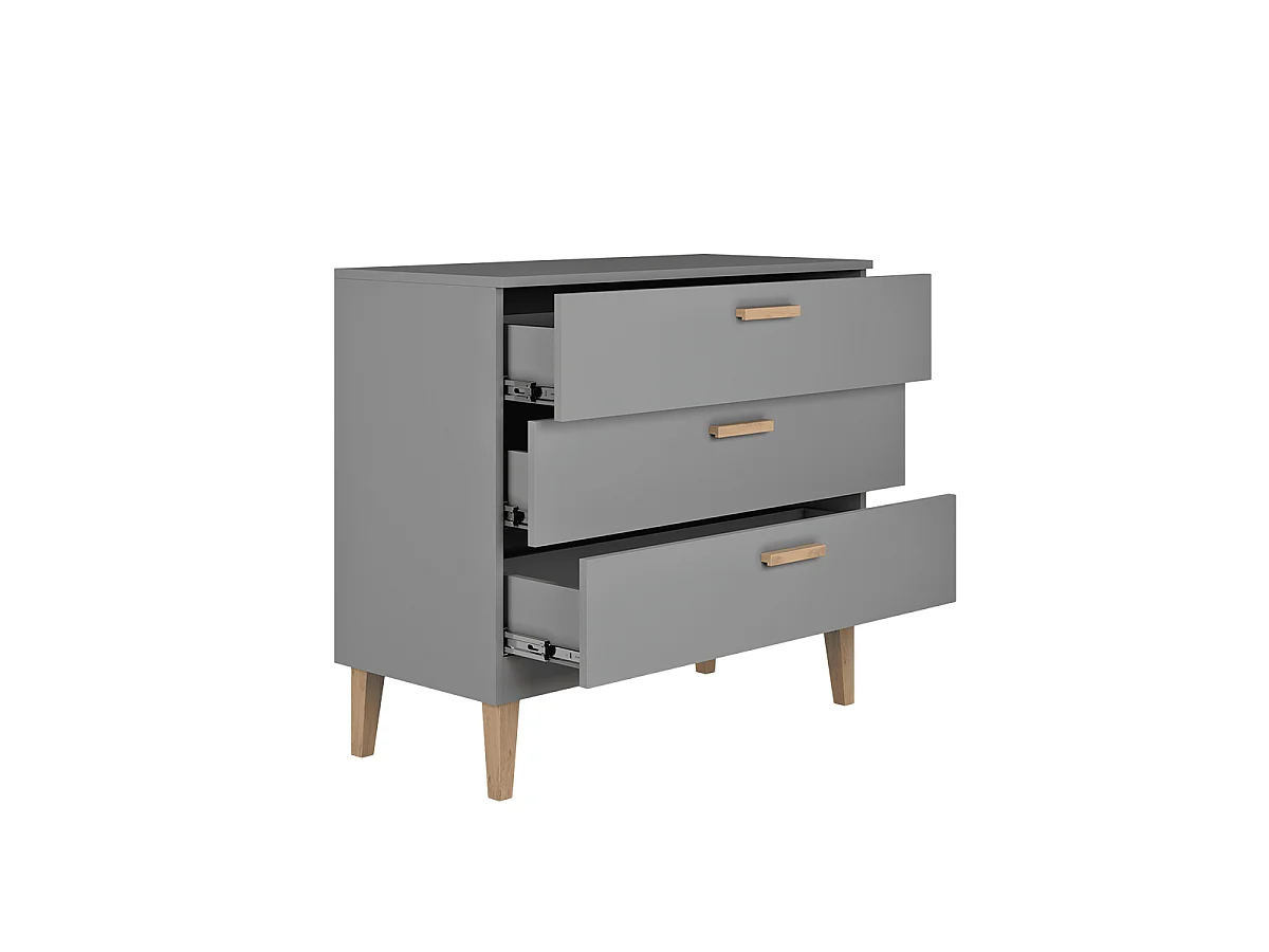 Chambre complète lit bébé 60x120, commode et armoire Kubi - Gris