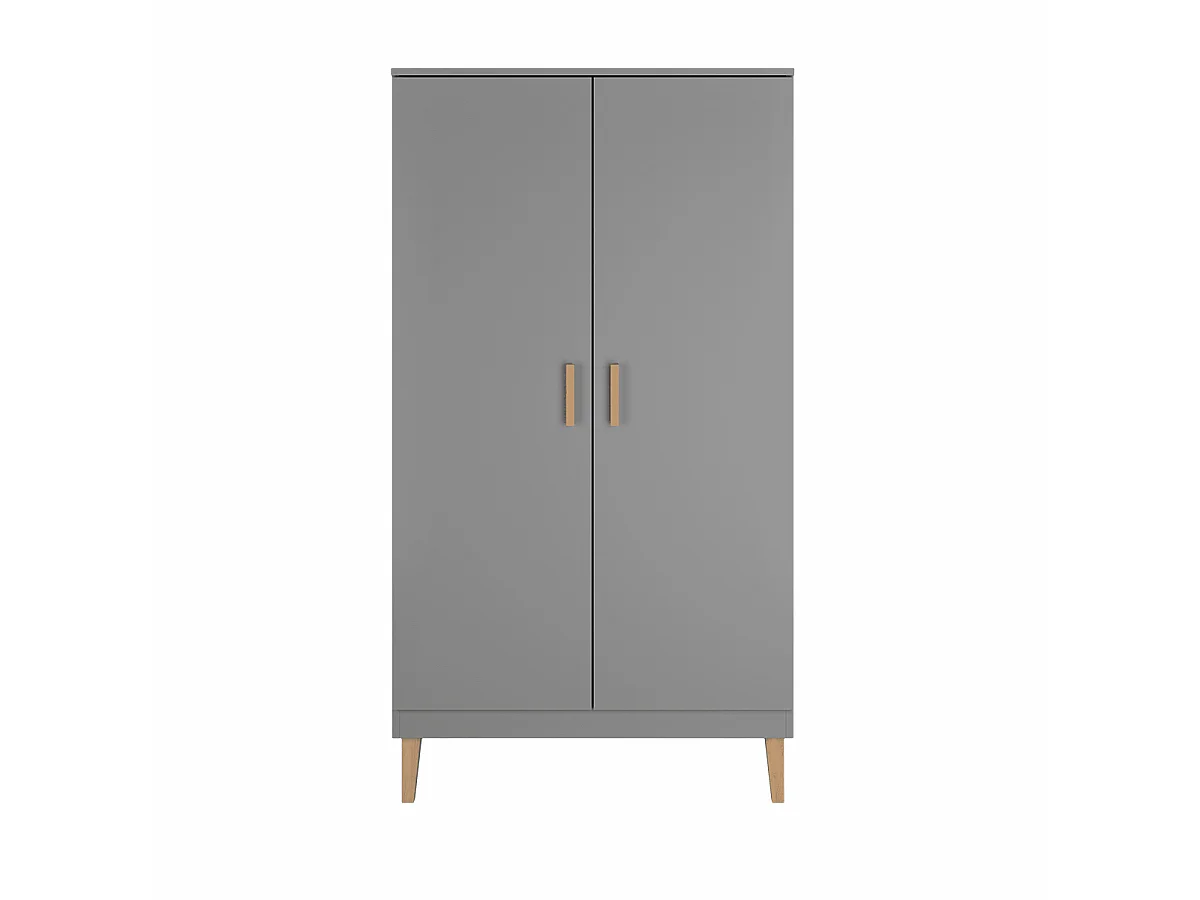 Chambre complète lit bébé 60x120, commode et armoire Kubi - Gris