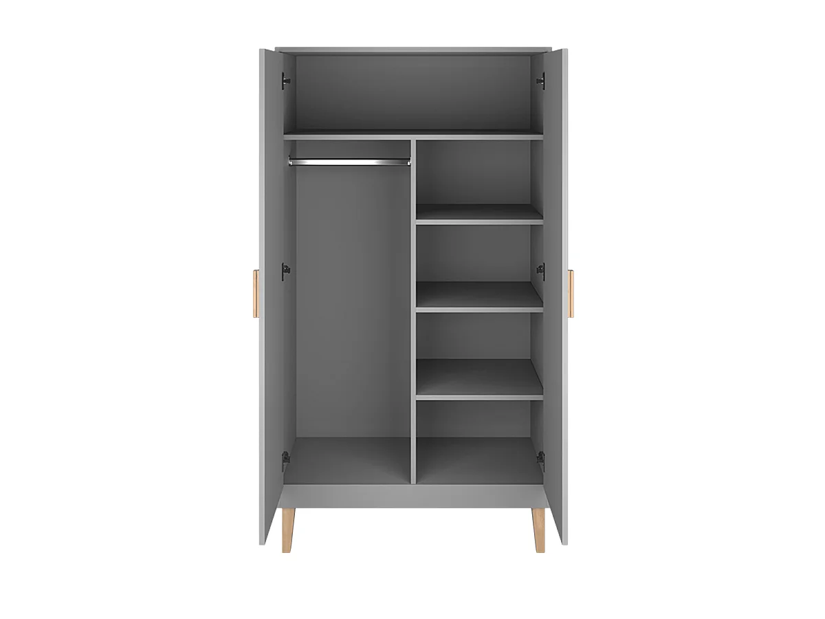 Chambre complète lit bébé 60x120, commode et armoire Kubi - Gris
