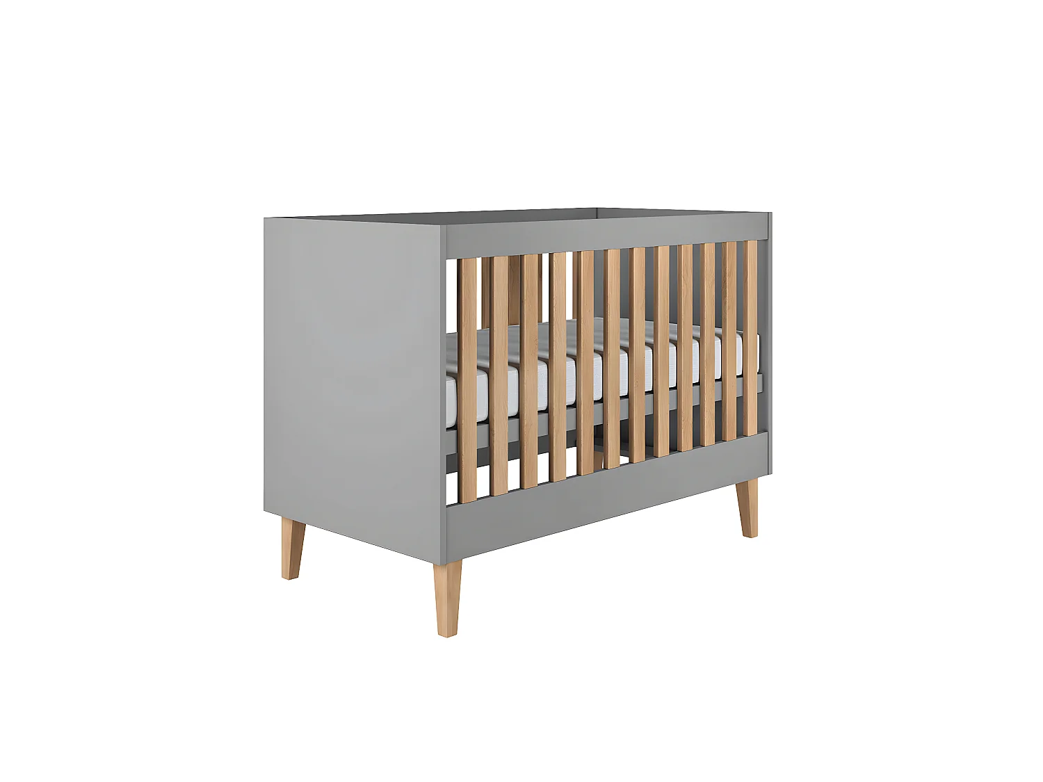 Lit bébé 60x120 et armoire Kubi - Gris