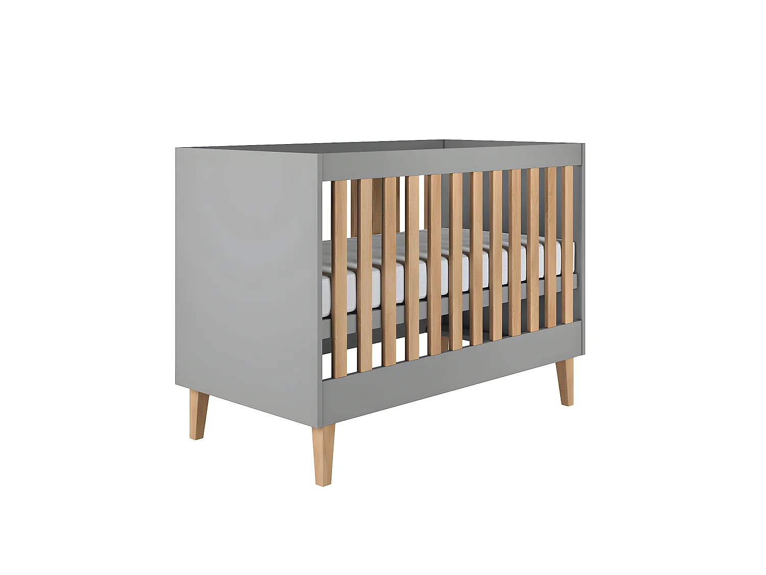 Lit bébé 60x120 et armoire Kubi - Gris