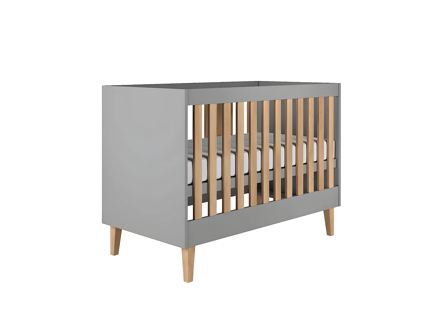 Lit bébé 60x120 et commode Kubi - Gris