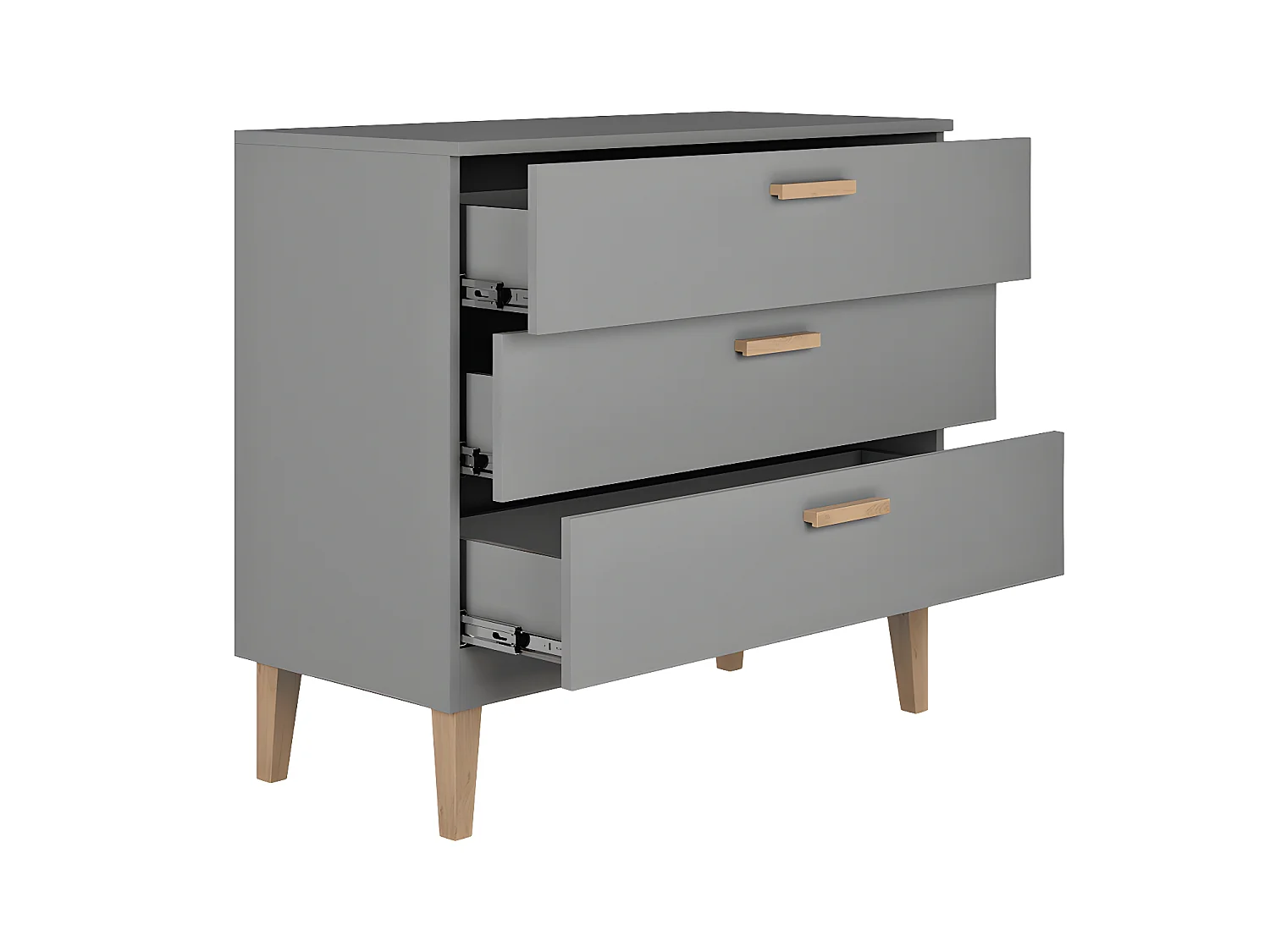 Lit bébé 60x120 et commode Kubi - Gris