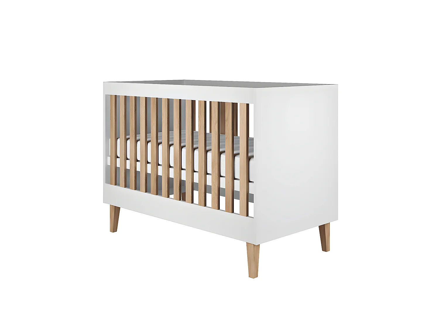 Chambre complète lit bébé 60x120, commode et armoire Kubi - Blanc