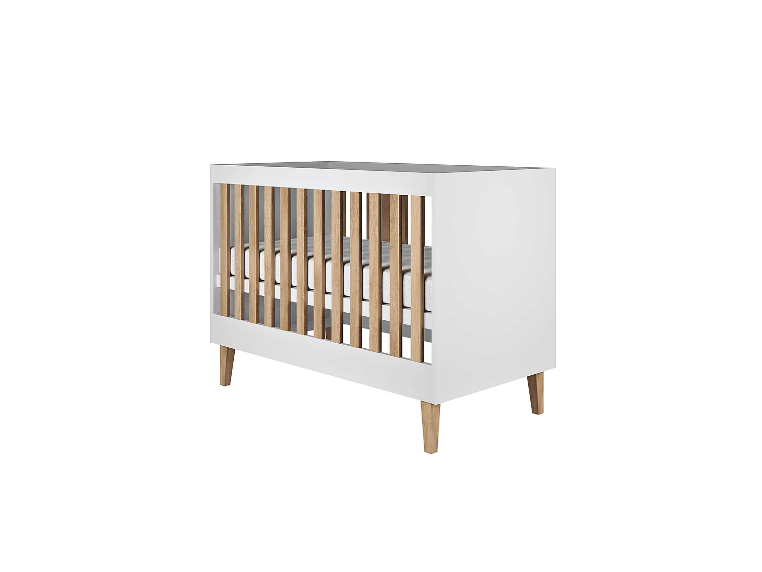 Chambre complète lit bébé 60x120, commode et armoire Kubi - Blanc