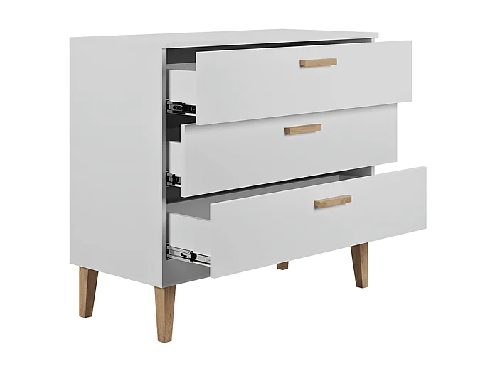 Chambre complète lit bébé 60x120, commode et armoire Kubi - Blanc