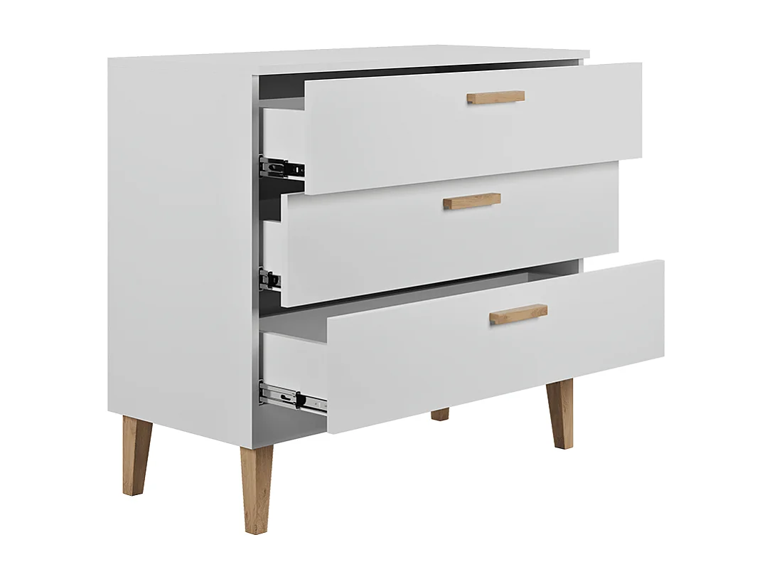 Chambre complète lit bébé 60x120, commode et armoire Kubi - Blanc