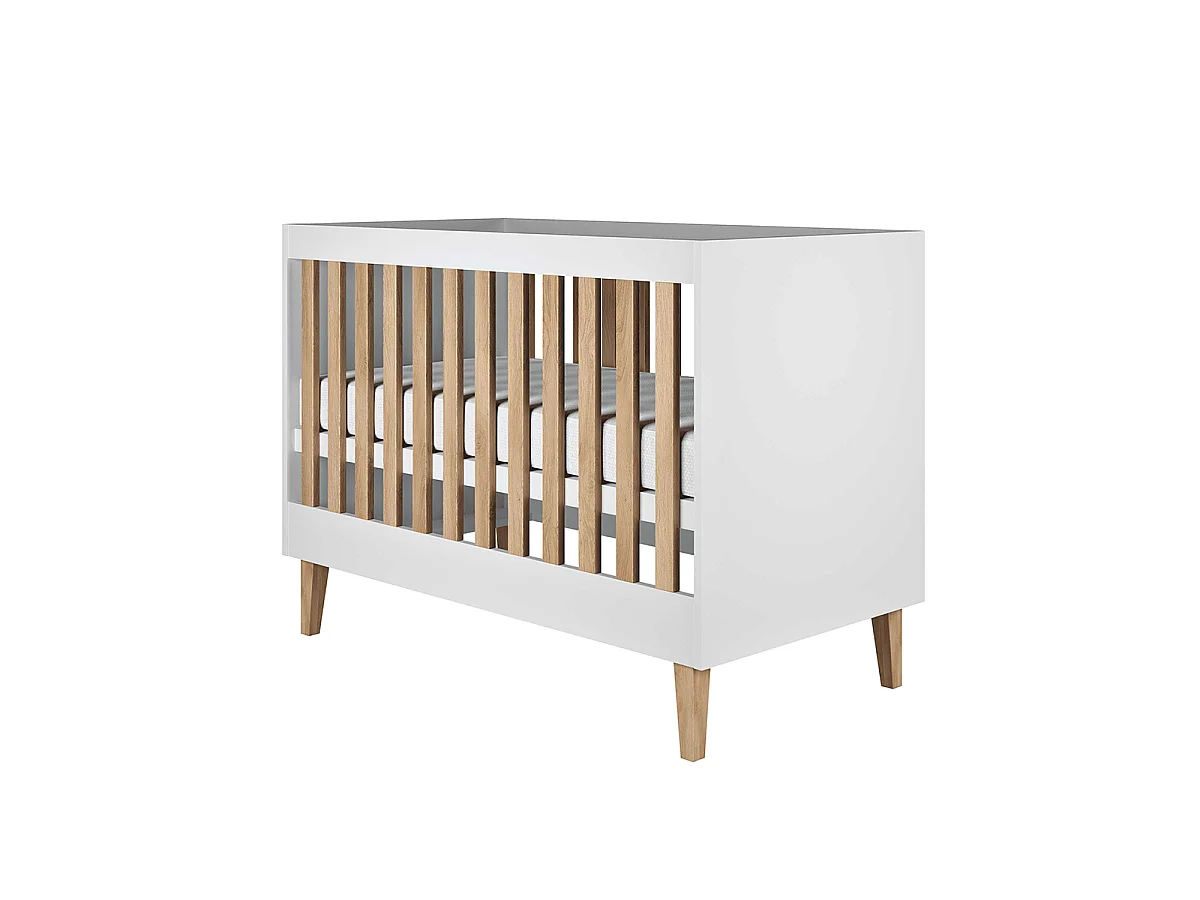 Chambre complète lit bébé 60x120, commode et armoire Kubi - Blanc