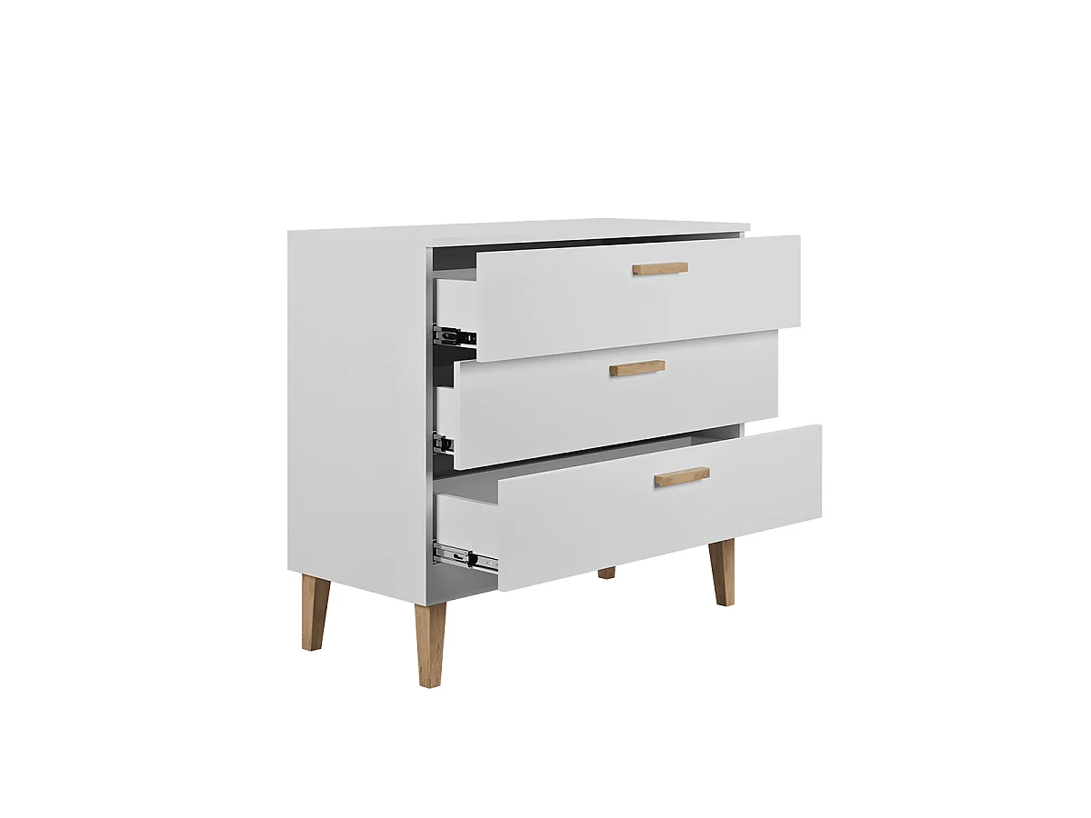 Chambre complète lit bébé 60x120, commode et armoire Kubi - Blanc